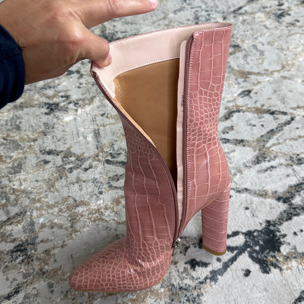 SIMMI pink Crocodile Embossed blocked Healed Calf Height Boots size 7 - Picture 11 of 14